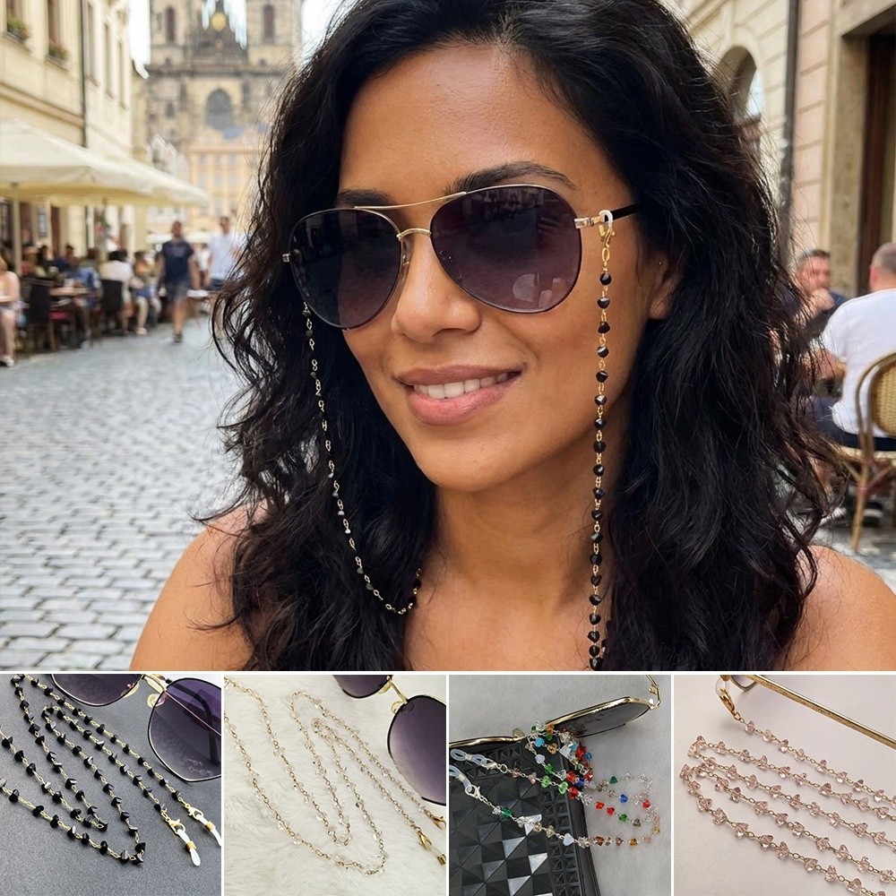 Mask Chain Holder - Modeaccessoire Driehoekige Kristallen Brillenhouder Brillenketting Antislip